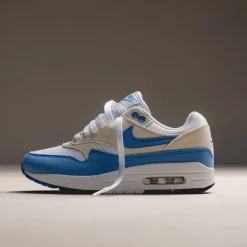 Nike Sneakers Blancs|Chaussures De Running Retro*Wmns Air Max 1 White / Royal Pulse / Phantom / Black