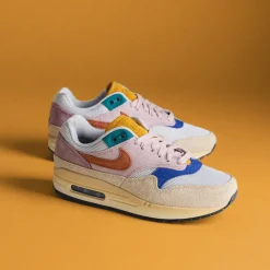 Nike Sneakers En Cuir|Chaussures De Running Retro*Wmns Air Max 1 '87 PRM Grain / Rugged Orange / Plum Fog / Violet Dust
