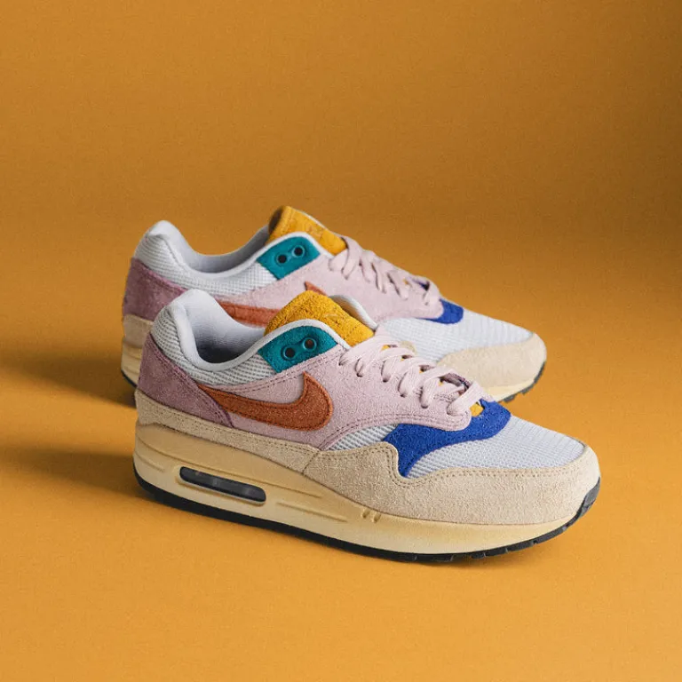 Nike Sneakers En Cuir|Chaussures De Running Retro*Wmns Air Max 1 '87 PRM Grain / Rugged Orange / Plum Fog / Violet Dust