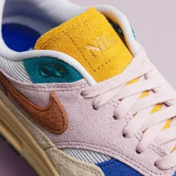 Nike Sneakers En Cuir|Chaussures De Running Retro*Wmns Air Max 1 '87 PRM Grain / Rugged Orange / Plum Fog / Violet Dust