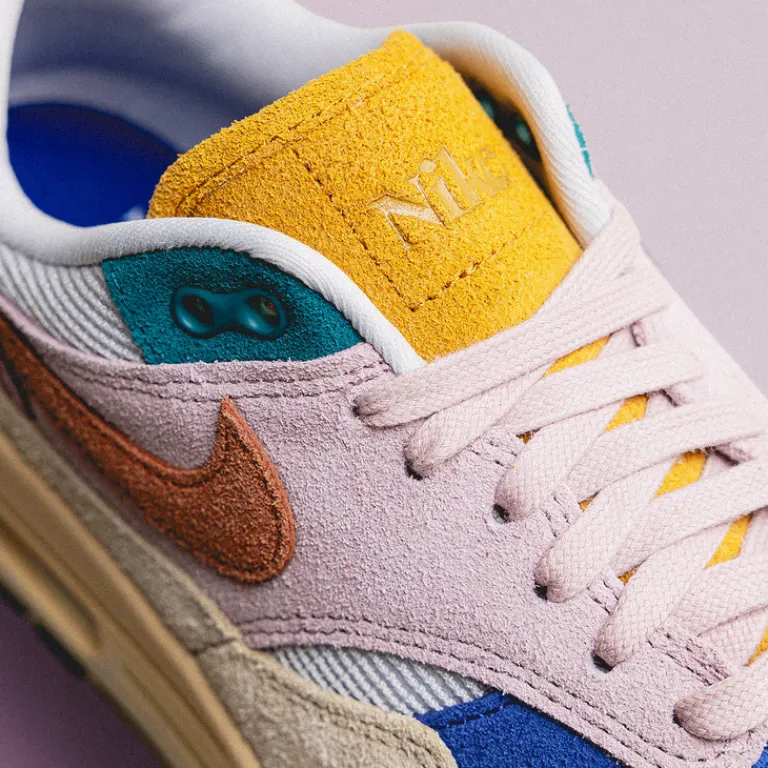 Nike Sneakers En Cuir|Chaussures De Running Retro*Wmns Air Max 1 '87 PRM Grain / Rugged Orange / Plum Fog / Violet Dust