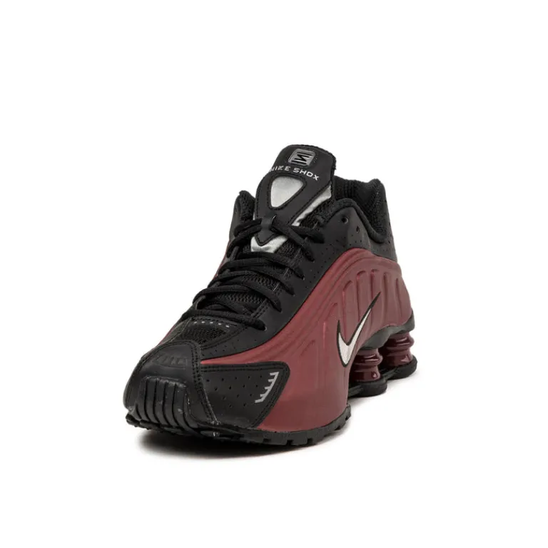 Nike Sneakers Végétaliens|Chaussures De Running Retro*Wmns Shox R4 Black / Metallic Silver / Team Red