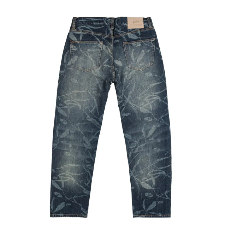 Patta Pantalons*Leaves Laser Printed Denim Jeans Blue Denim
