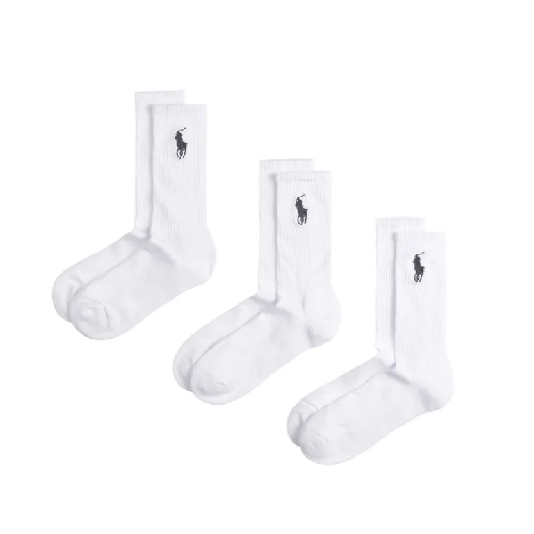 Polo Ralph Lauren Chaussettes*Crew Socks Big Pony 3 Pack White