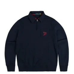 Polo Ralph Lauren Pullover*Double-Knit Mesh Collared Sweatshirt Cruise Navy Multi