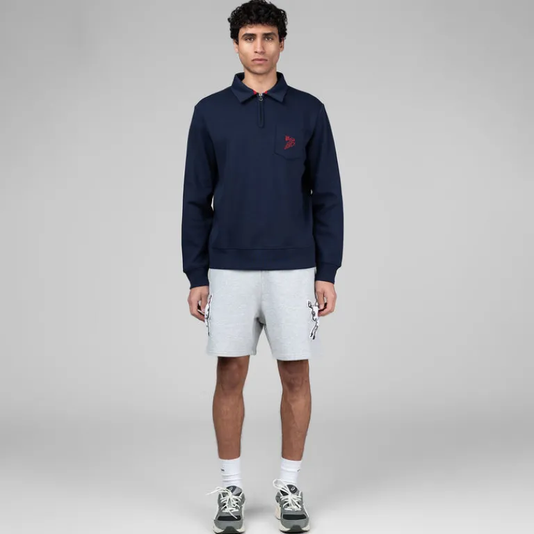 Polo Ralph Lauren Pullover*Double-Knit Mesh Collared Sweatshirt Cruise Navy Multi