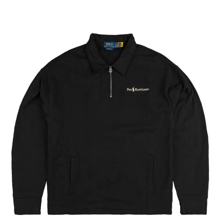 Polo Ralph Lauren Pullover*Zip-Mock Long Sleeve Pullover Polo Black