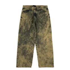 Rassvet Pantalons*Acid Wash Baggy Denim Pants Green