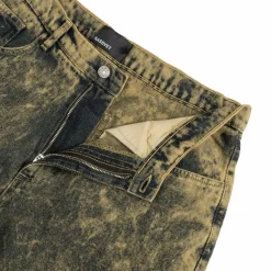 Rassvet Pantalons*Acid Wash Baggy Denim Pants Green