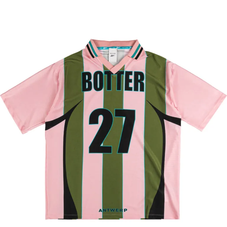 Reebok T-Shirts*x Botter Reverse Soccer Tee Striped Pink / Grey