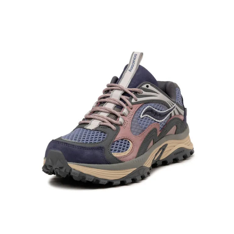 Saucony Sneakers En Cuir|Chaussures De Running Retro*Grid Aura X Blue / Multi