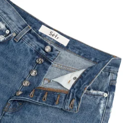 Sefr Pantalons*Frayed Cut Jeans Dark River Blue