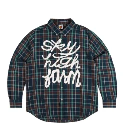 Sky High Farm Universe Chemises*Hybrid Button Down Shirt Woven Knit Blue