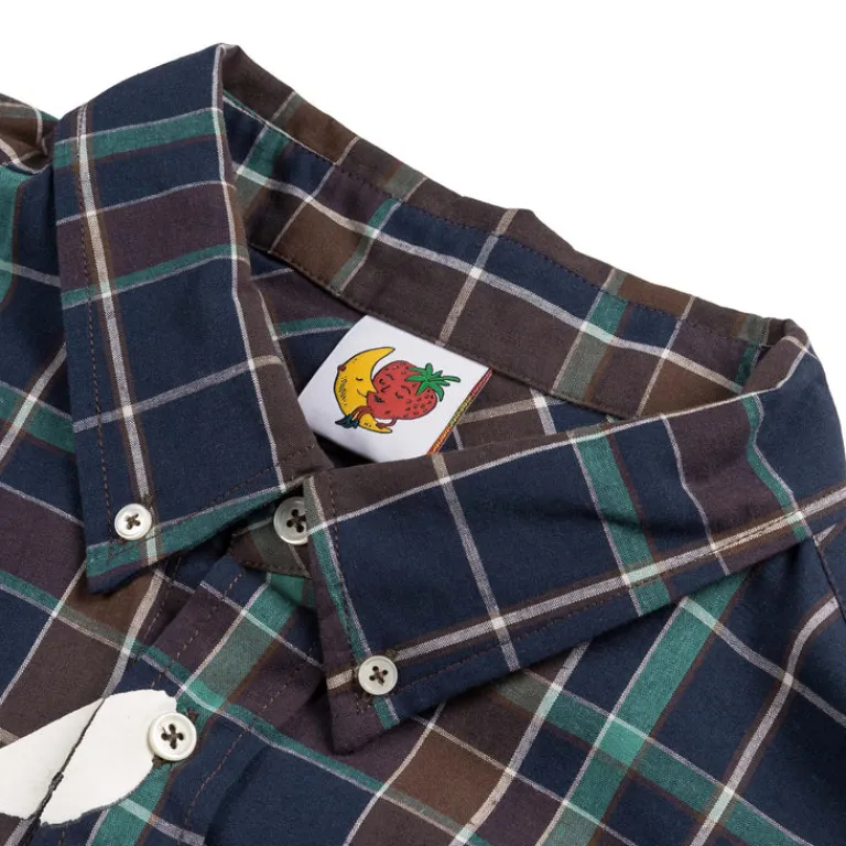 Sky High Farm Universe Chemises*Hybrid Button Down Shirt Woven Knit Blue