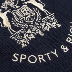 Sporty & Rich Tricot*Bristol Crest Knitted Sweater Navy Cream