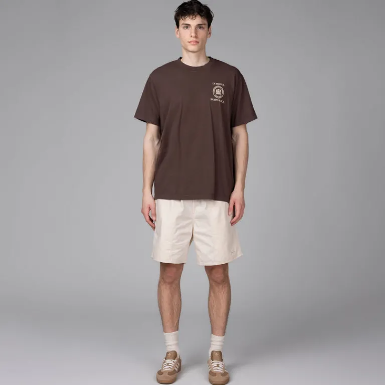 Sporty & Rich T-Shirts*Crest Seal 100th T Shirt Chocolate Cream