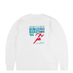 Sporty & Rich T-Shirts*LA Marathon Longsleeve Tee White