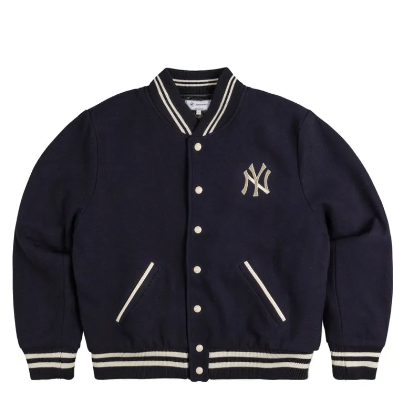 Sporty & Rich Gilets*x '47 & The New York Yankees Serif Varsity Jacket Navy
