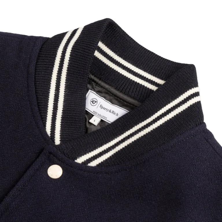 Sporty & Rich Gilets*x '47 & The New York Yankees Serif Varsity Jacket Navy