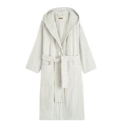 Tekla Pyjamas & Sous-Vêtements|Salle De Bain*Hooded Bathrobe Soft Blue Stripes
