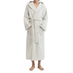 Tekla Pyjamas & Sous-Vêtements|Salle De Bain*Hooded Bathrobe Soft Blue Stripes