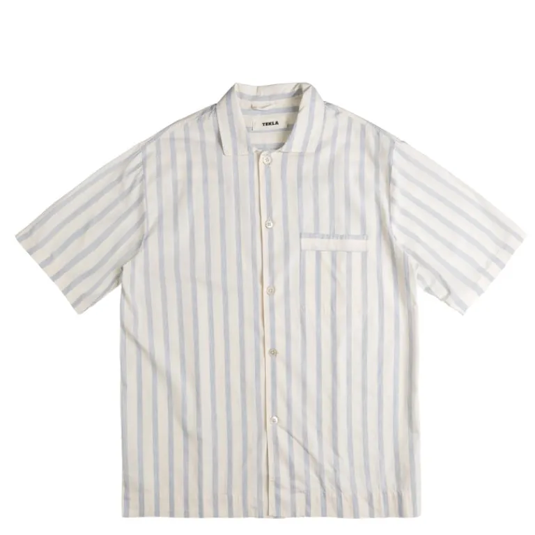 Tekla Pyjamas & Sous-Vêtements*Pyjamas Short Sleeve Shirt Needle Stripes