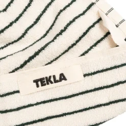 Tekla Salle De Bain*Washcloth Racing Green Stripes