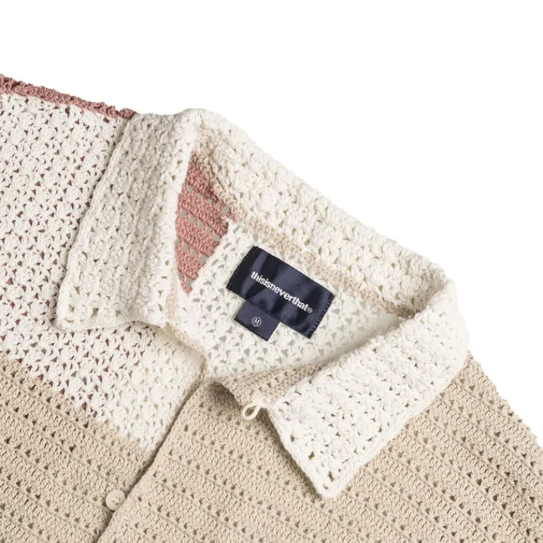 thisisneverthat Chemises*Block Crochet Knit Shirt Ivory
