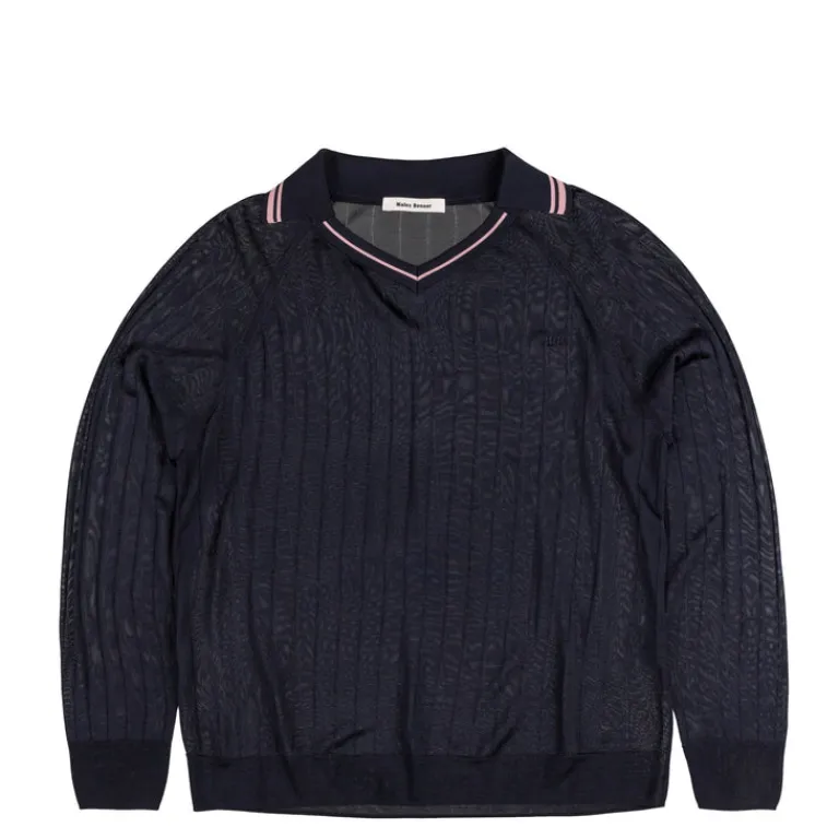 Wales Bonner T-Shirts*Roots Polo Shirt Navy / Pink