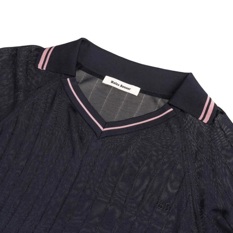 Wales Bonner T-Shirts*Roots Polo Shirt Navy / Pink