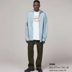 Wood Wood Chemises*Rofus Oversized Shirt Blue Heron